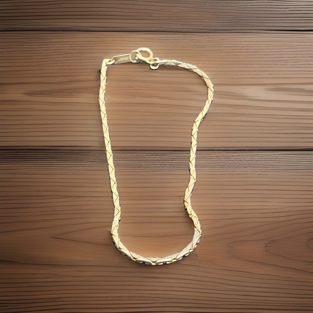 Vintage Japan Gold Tone Textured Link Bracelet 8" Mid Century Costume Jewelry